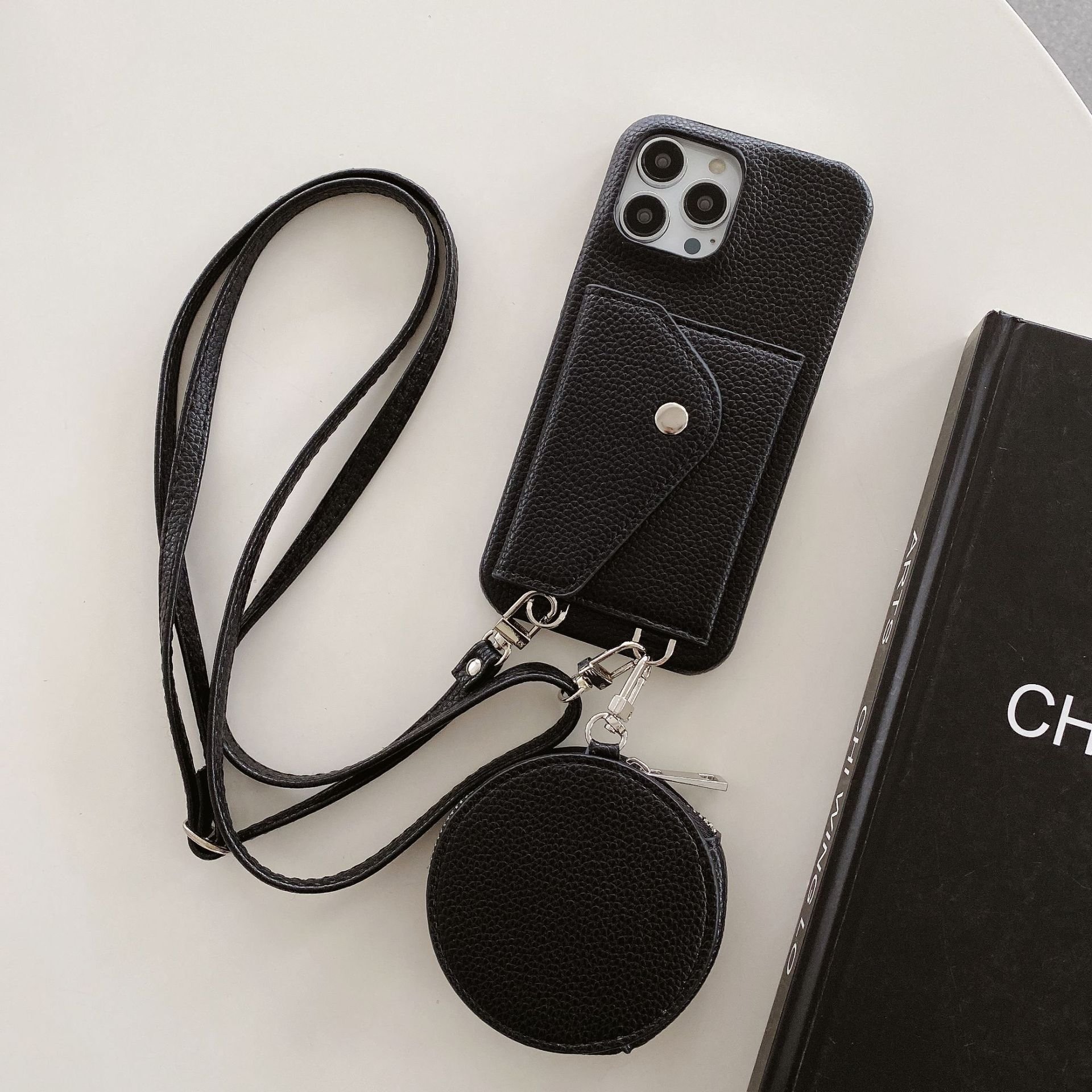 Leather multicolored Phone Case For Iphone 16 15 Pro Max Cover Leather Mobile Phone Case Luxury Design With Strap Crossbody