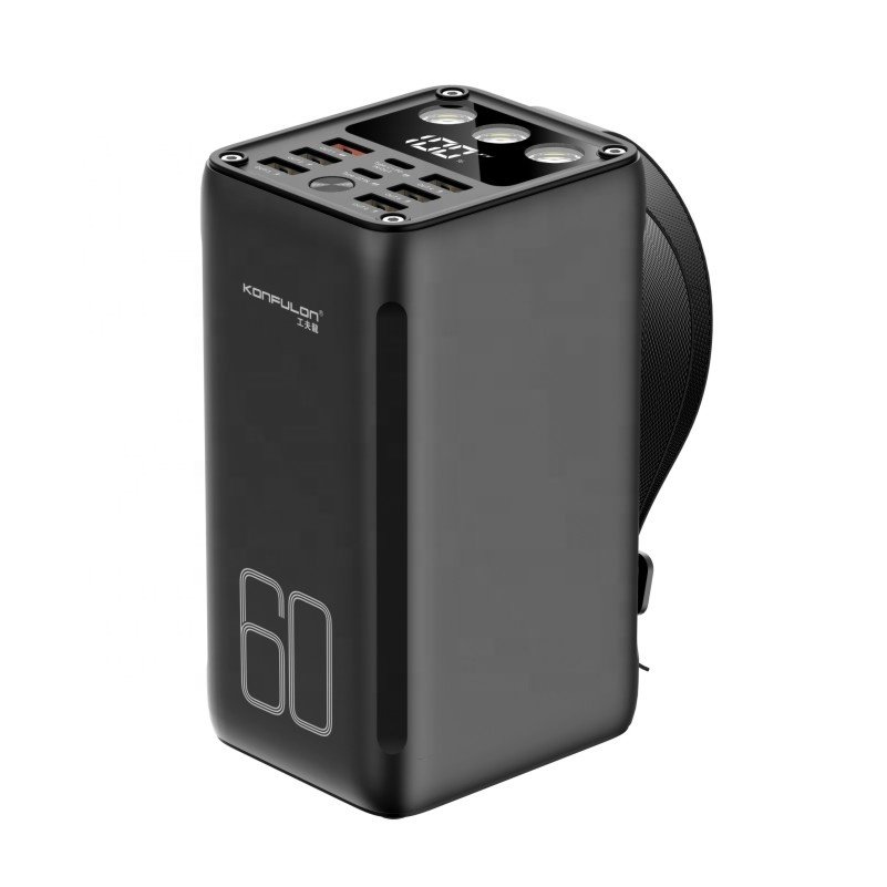 KONFULON Unique Original A28Q Power Bank 60000mAh High Capacity Power Bank with Flashlight & Display for Outdoor Power Station