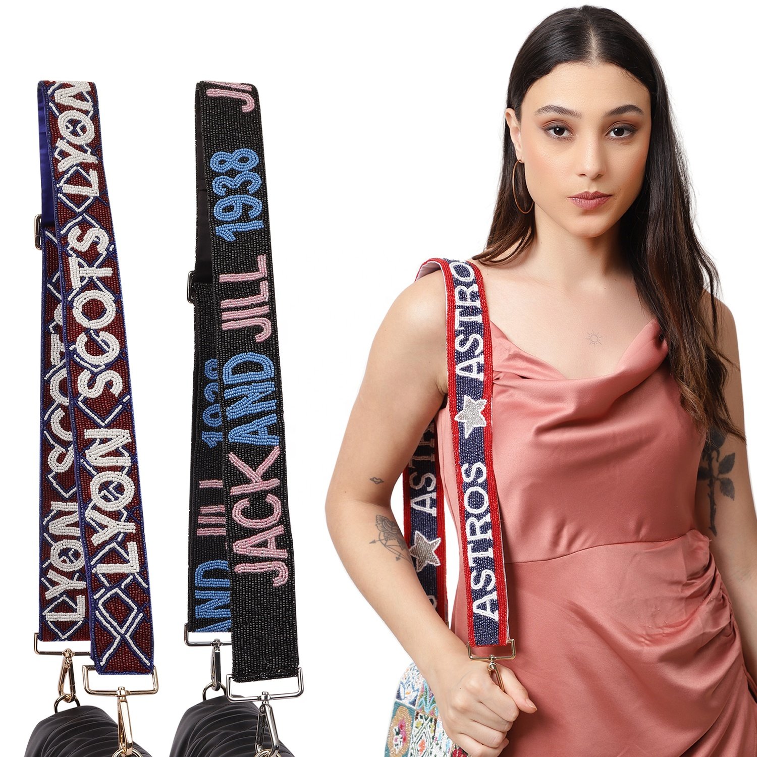 New Arrival Handmade Designer Ladies Beaded Mobile Phone strap Seed Bead Guitar Strap Game Day Strap Clear bag Strap Wholesale