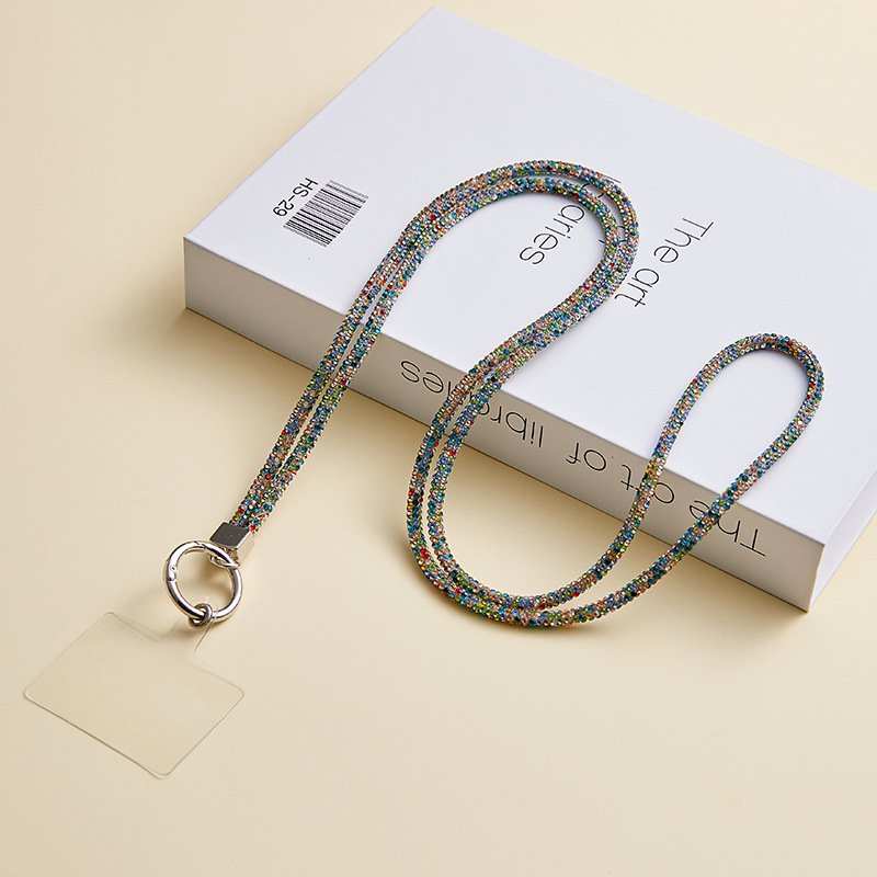Universal Glitter Bling Crystal Cord Rhinestone Phone Lanyard Bead Wrist Wraps Straps Keychain for ID Card Keys Cell phones