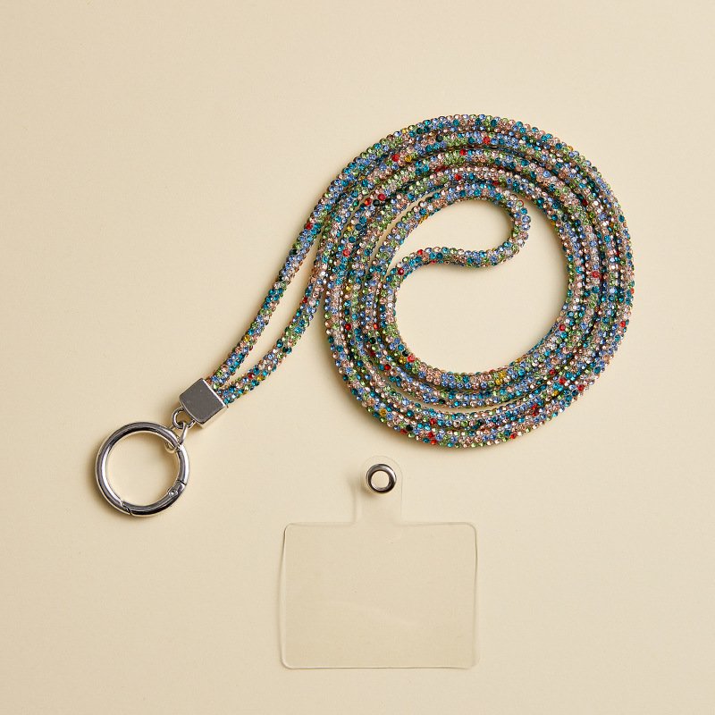 Universal Glitter Bling Crystal Cord Rhinestone Phone Lanyard Bead Wrist Wraps Straps Keychain for ID Card Keys Cell phones
