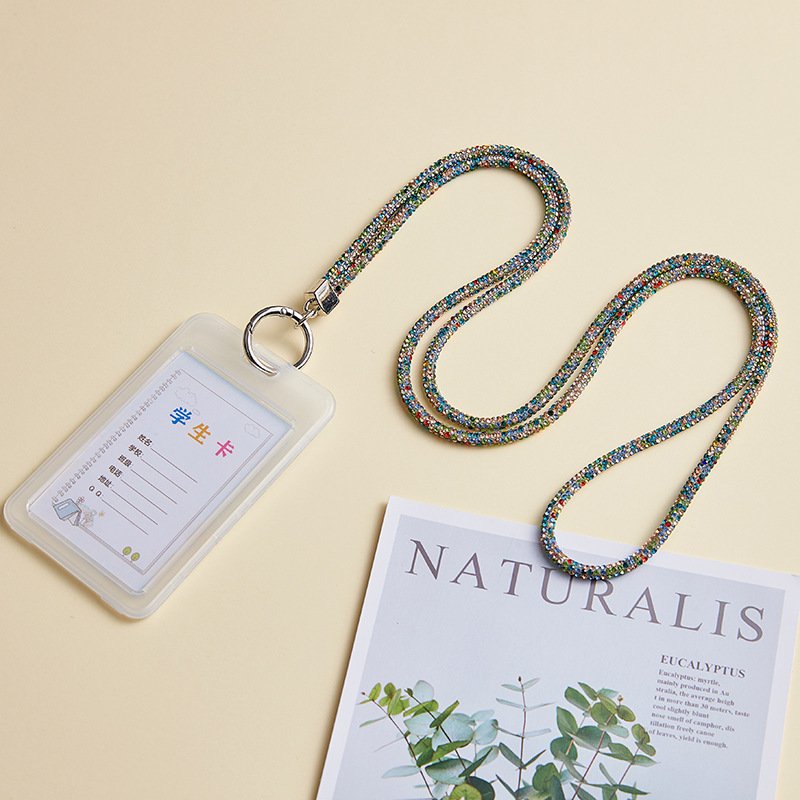 Universal Glitter Bling Crystal Cord Rhinestone Phone Lanyard Bead Wrist Wraps Straps Keychain for ID Card Keys Cell phones