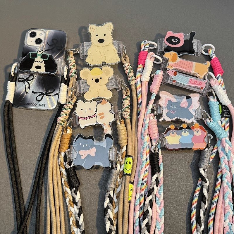 Lilangda Cute Animals Shape Mobile Phone Rope Carrying CrossBody Strap Back Clip Adjustable Universal Phone Lanyard Anti-lost