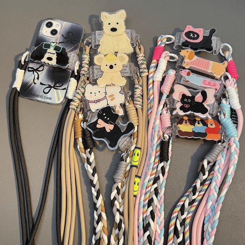Lilangda Cute Animals Shape Mobile Phone Rope Carrying CrossBody Strap Back Clip Adjustable Universal Phone Lanyard Anti-lost