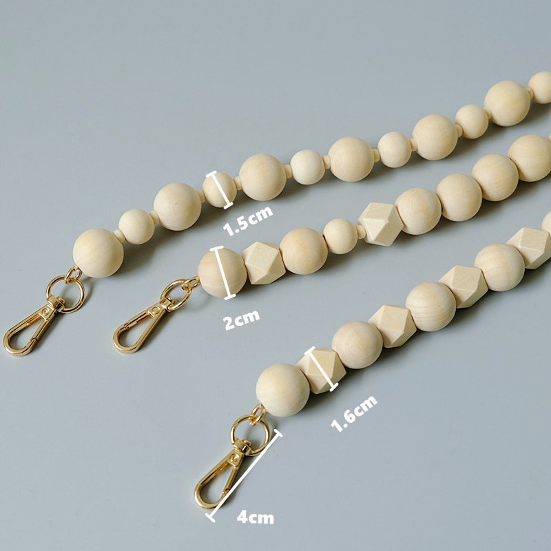 Vintage Handmade Original Wooden Beads Phone Chain Bag Beaded Handheld Chain Fashionable Round Octagonal Wood Mobile Phone Strap