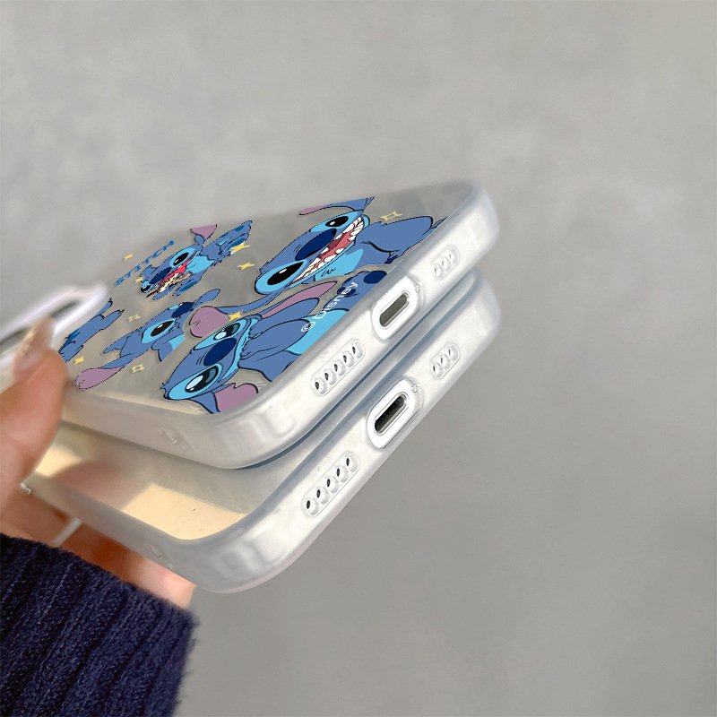 Cartoon Stitch Acrylic Mobile Phone Case For iPhone 16 15 14 13 12 11 Pro max Silicone TPU brand Printing Shockproof Back Cover