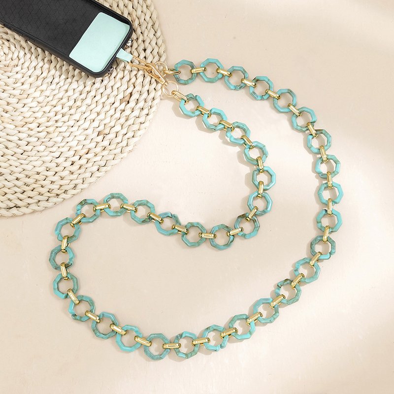 Colorful Acrylic Mobile Hang Chain Crossbody Hands Free Portable Phone Case Accessory Custom Logo Tag Phone Strap Wholesale