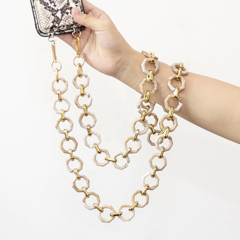 Colorful Acrylic Mobile Hang Chain Crossbody Hands Free Portable Phone Case Accessory Custom Logo Tag Phone Strap Wholesale
