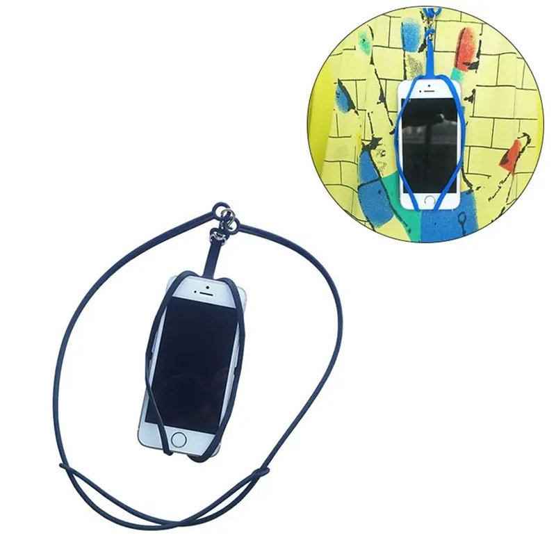 Customized Logo Silicone Mobile Cell Phone Lanyards Neck Strap Holder Pouch with card slot Necklace Sling for Smartphone