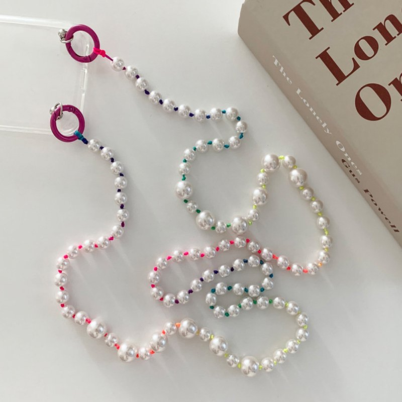 Long And Short Phone Chain Strap Pearl Cellphone Strap Crossbody Hand Beaded Chain For Mobile Phone Case