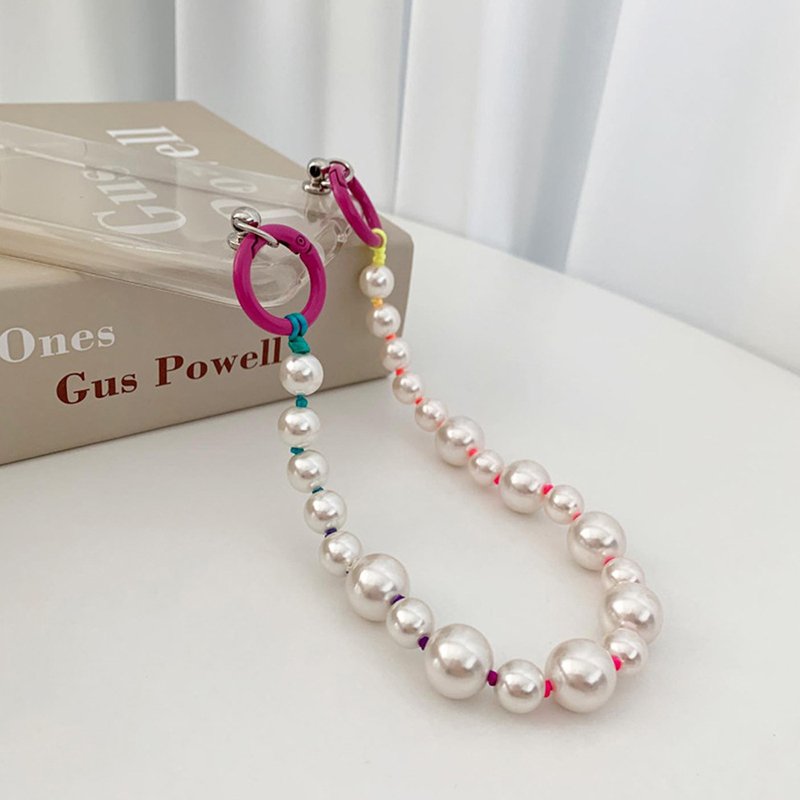 Long And Short Phone Chain Strap Pearl Cellphone Strap Crossbody Hand Beaded Chain For Mobile Phone Case
