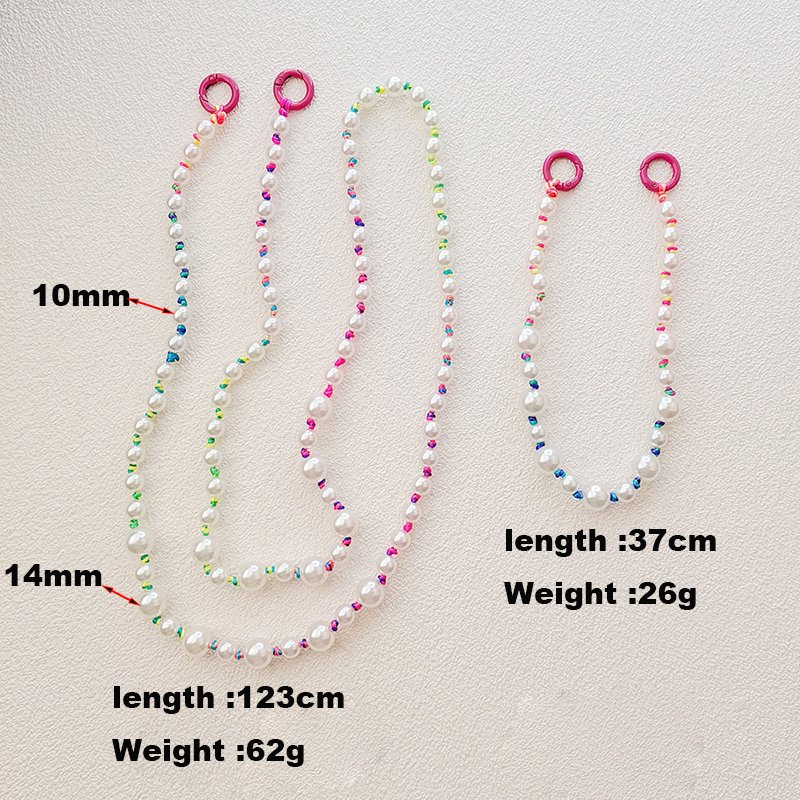 Long And Short Phone Chain Strap Pearl Cellphone Strap Crossbody Hand Beaded Chain For Mobile Phone Case