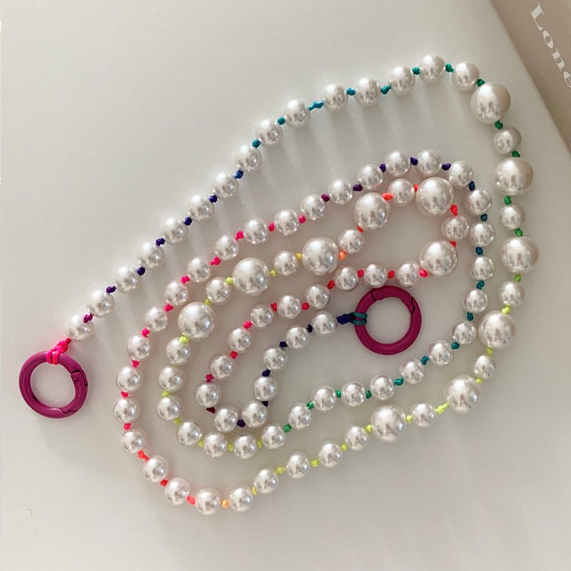 Long And Short Phone Chain Strap Pearl Cellphone Strap Crossbody Hand Beaded Chain For Mobile Phone Case