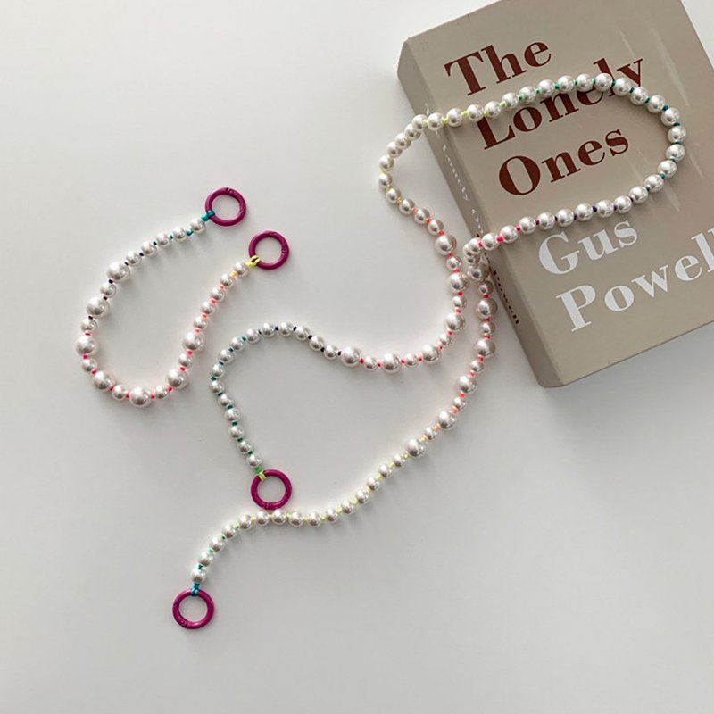 Long And Short Phone Chain Strap Pearl Cellphone Strap Crossbody Hand Beaded Chain For Mobile Phone Case