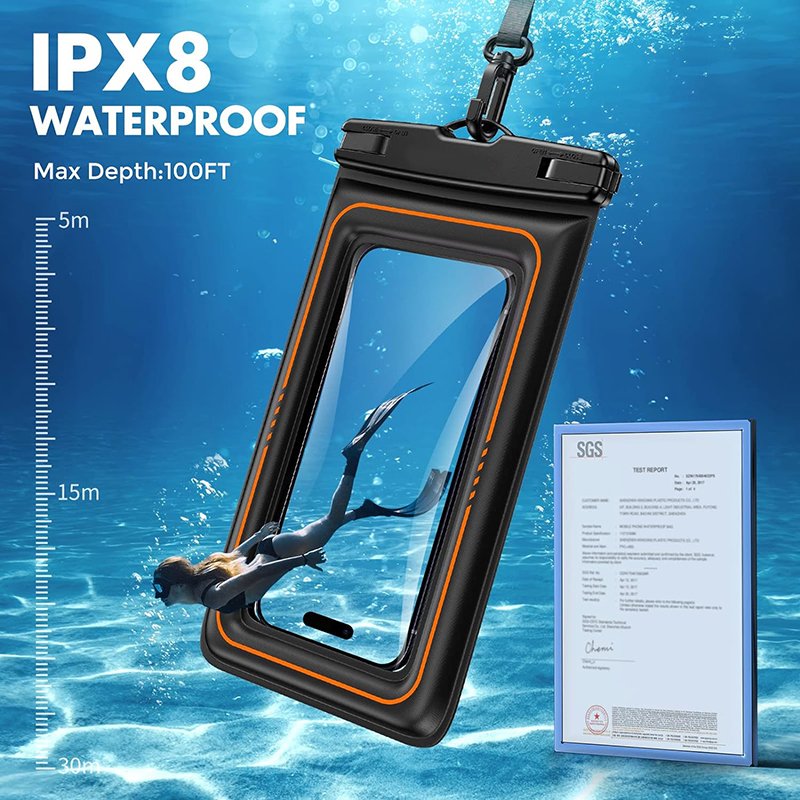 Beach Floating Waterproof Mobile Phone Dry Pouch IPX8 Waterproof Cell Phone Bag With Adjustable Strap