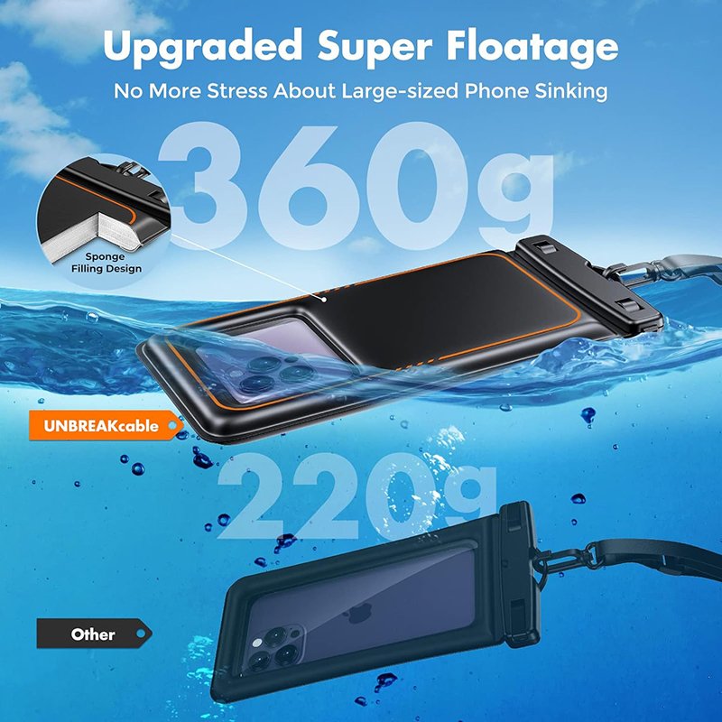 Beach Floating Waterproof Mobile Phone Dry Pouch IPX8 Waterproof Cell Phone Bag With Adjustable Strap