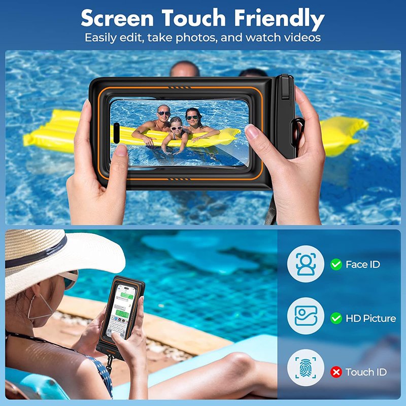 Beach Floating Waterproof Mobile Phone Dry Pouch IPX8 Waterproof Cell Phone Bag With Adjustable Strap