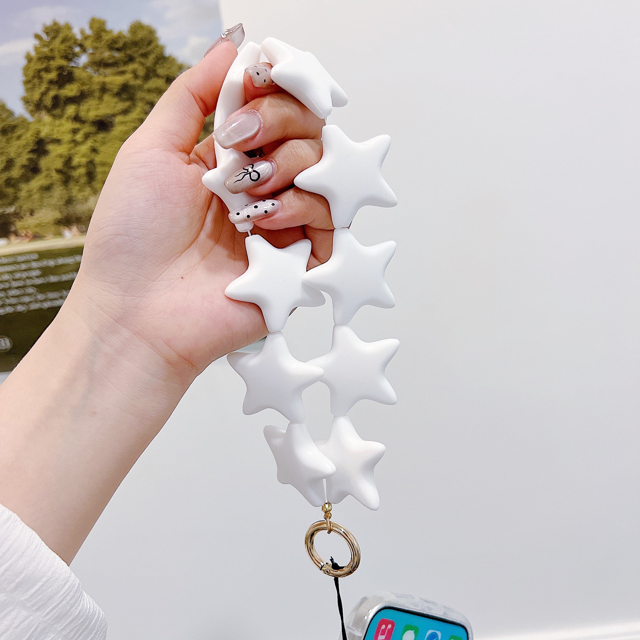 White Girl's Phone Hanging Chain Lanyard Cute Creative Phone Case Hanging Ornament Phone Chain Decoration Anti-fall Bowl Strap