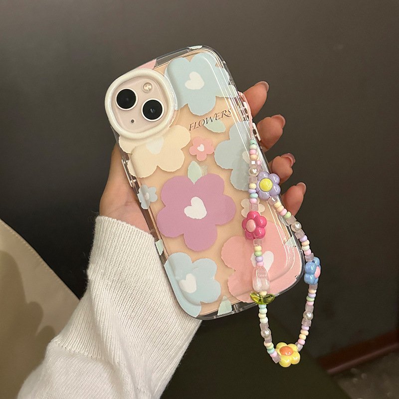 DAIHE 2024 Fashion Handmade Flower Beaded Mobile Phone Chains Universal Phone Strap Chain