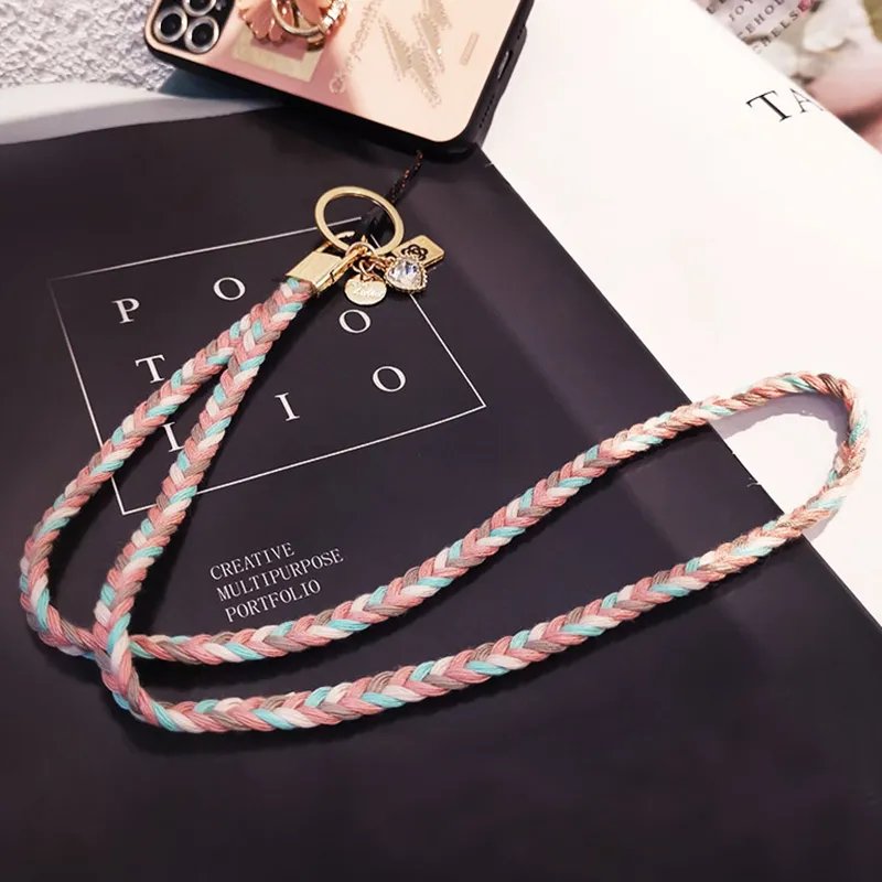 Mobile Phone Chain Anti-lost Cotton Weave Cellphone Straps Charm Hanging Neck Rope Universal Detachable Lanyard For Keychain