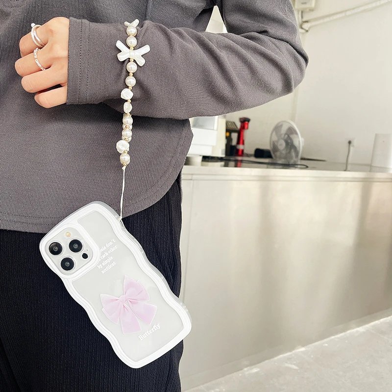 Pearl Love Mobile Phone Chain Beaded Mobile Phone Lanyard Short Mobile Phone Portable Chain Pendant Female Cellphone Strap