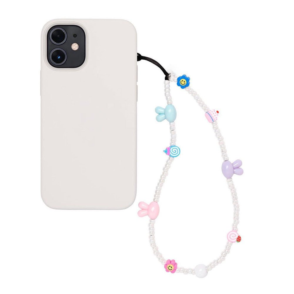 KKBEAD Bohemian cute Kawaii Rabbit head cream glass rice bead mobile phone chain short jewelry lanyard