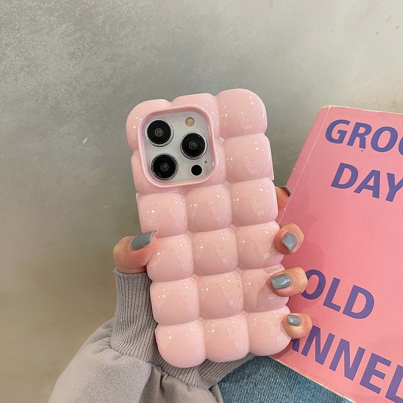 Korean style 3D Puff ins Silicone Mobile Phone Case For iPhone 16 15 14 13 12 11 Pro max Fashion bling TPU Shockproof Back Cover