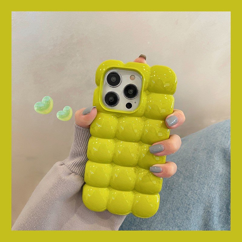 Korean style 3D Puff ins Silicone Mobile Phone Case For iPhone 16 15 14 13 12 11 Pro max Fashion bling TPU Shockproof Back Cover