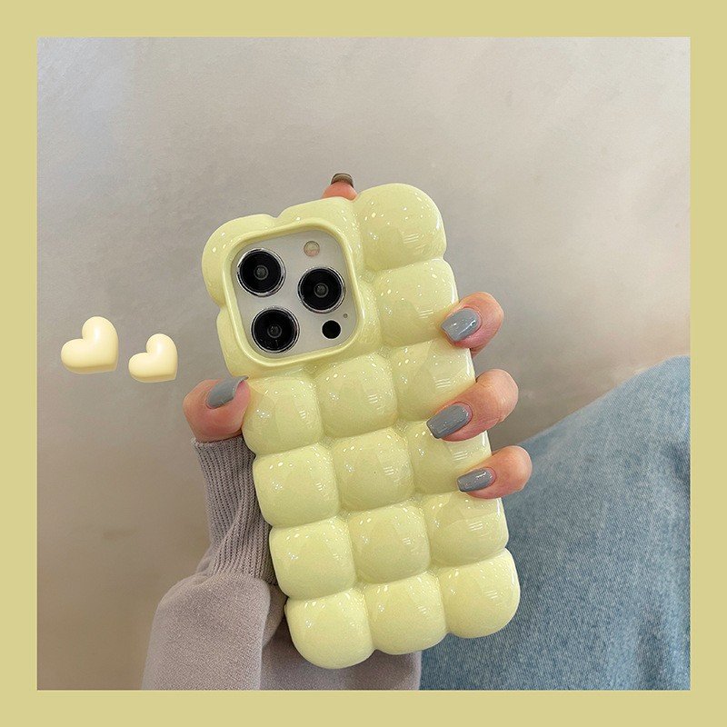 Korean style 3D Puff ins Silicone Mobile Phone Case For iPhone 16 15 14 13 12 11 Pro max Fashion bling TPU Shockproof Back Cover