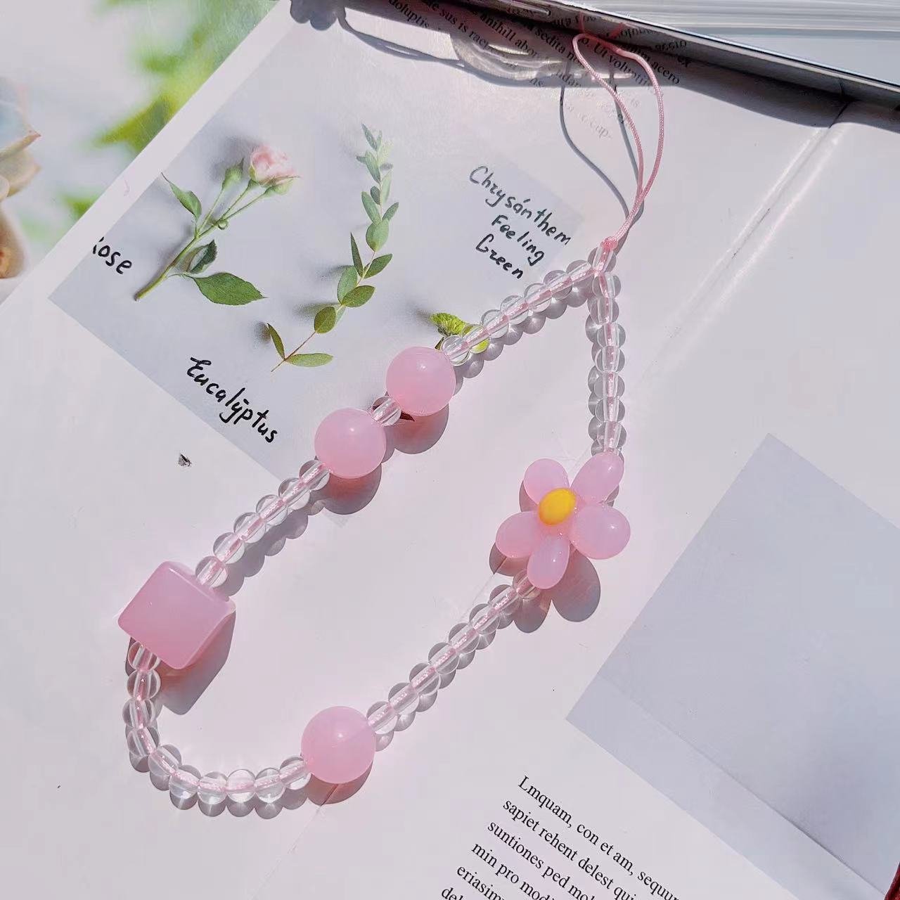 Popular Customized Lanyard Cord String Strap 31CM Universal key Chains Holder Mobile Charm Hook Cell Phone Charms Beads