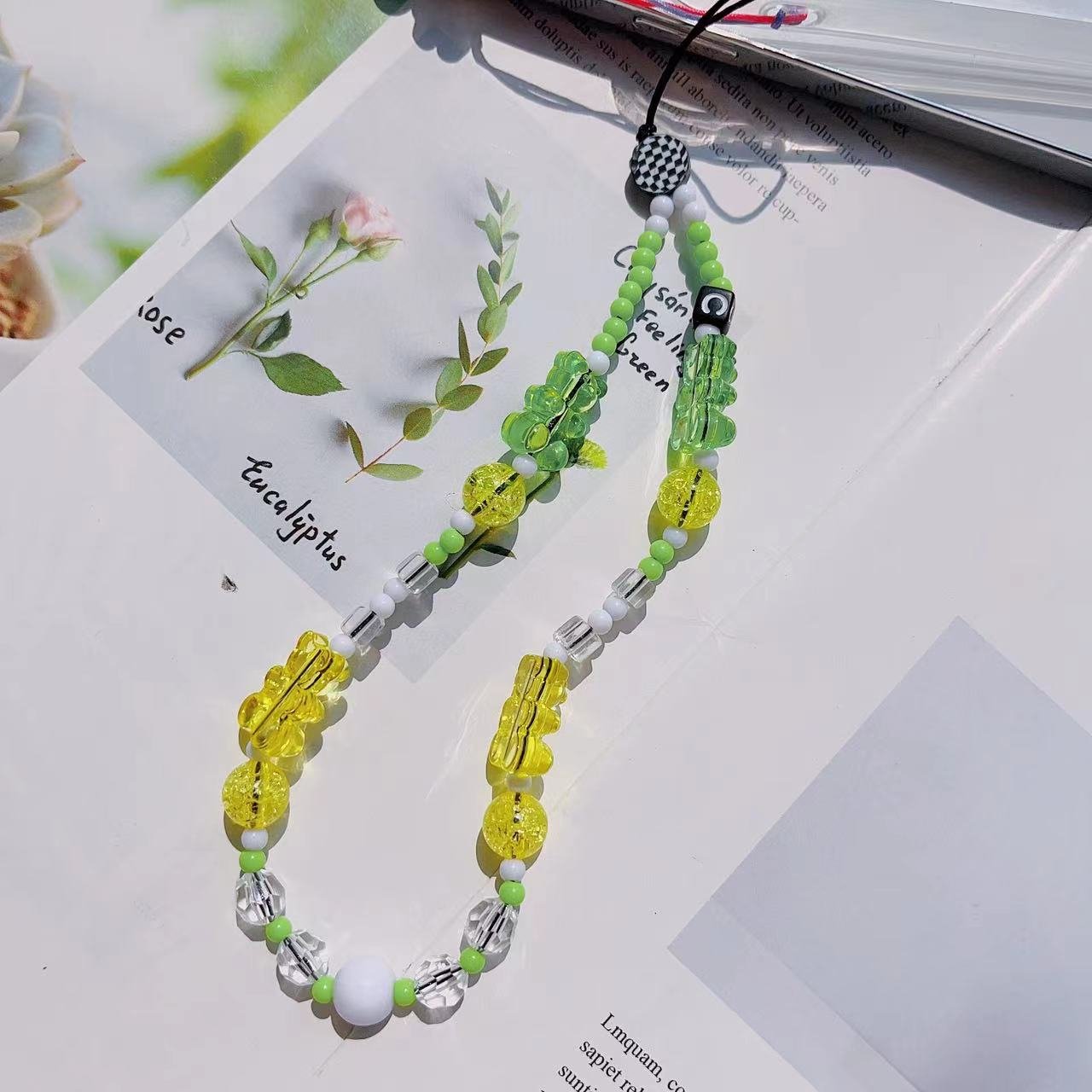 Popular Customized Lanyard Cord String Strap 31CM Universal key Chains Holder Mobile Charm Hook Cell Phone Charms Beads