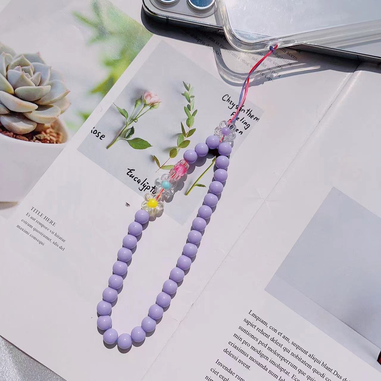 Popular Customized Lanyard Cord String Strap 31CM Universal key Chains Holder Mobile Charm Hook Cell Phone Charms Beads