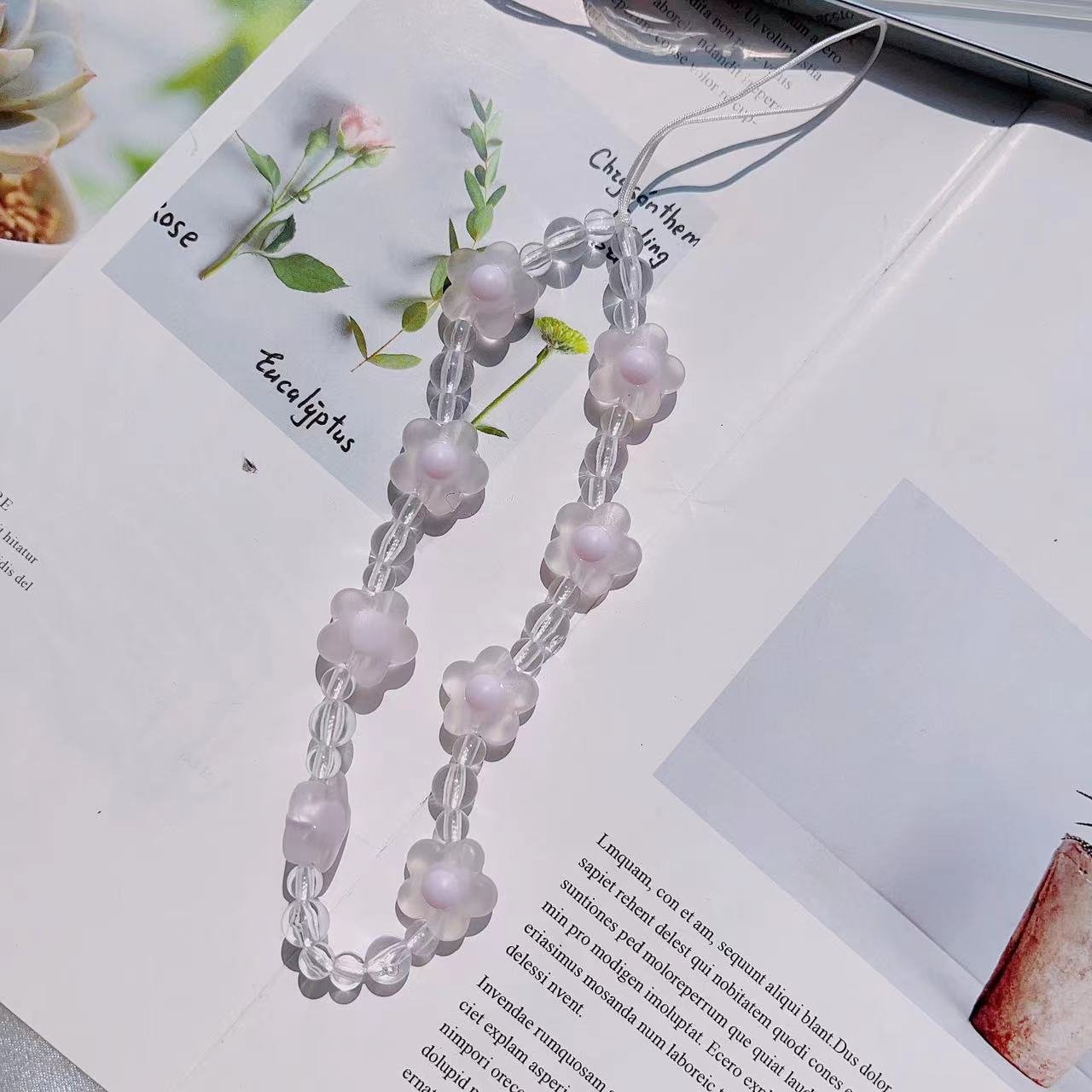 Popular Customized Lanyard Cord String Strap 31CM Universal key Chains Holder Mobile Charm Hook Cell Phone Charms Beads