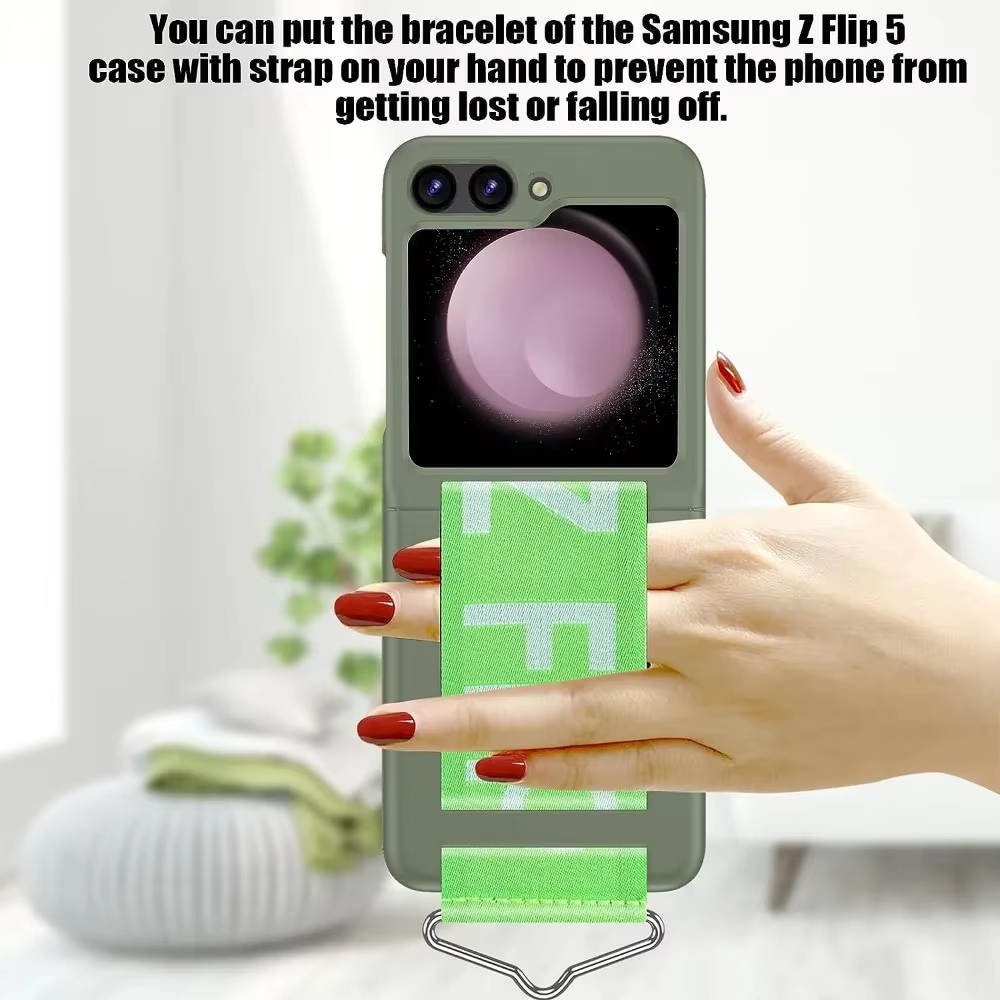 Hand Strap Wristband Ring Luxury Folding Protection Cover Phone Case for Samsung Galaxy Z Flip 3 4 5 6 5G