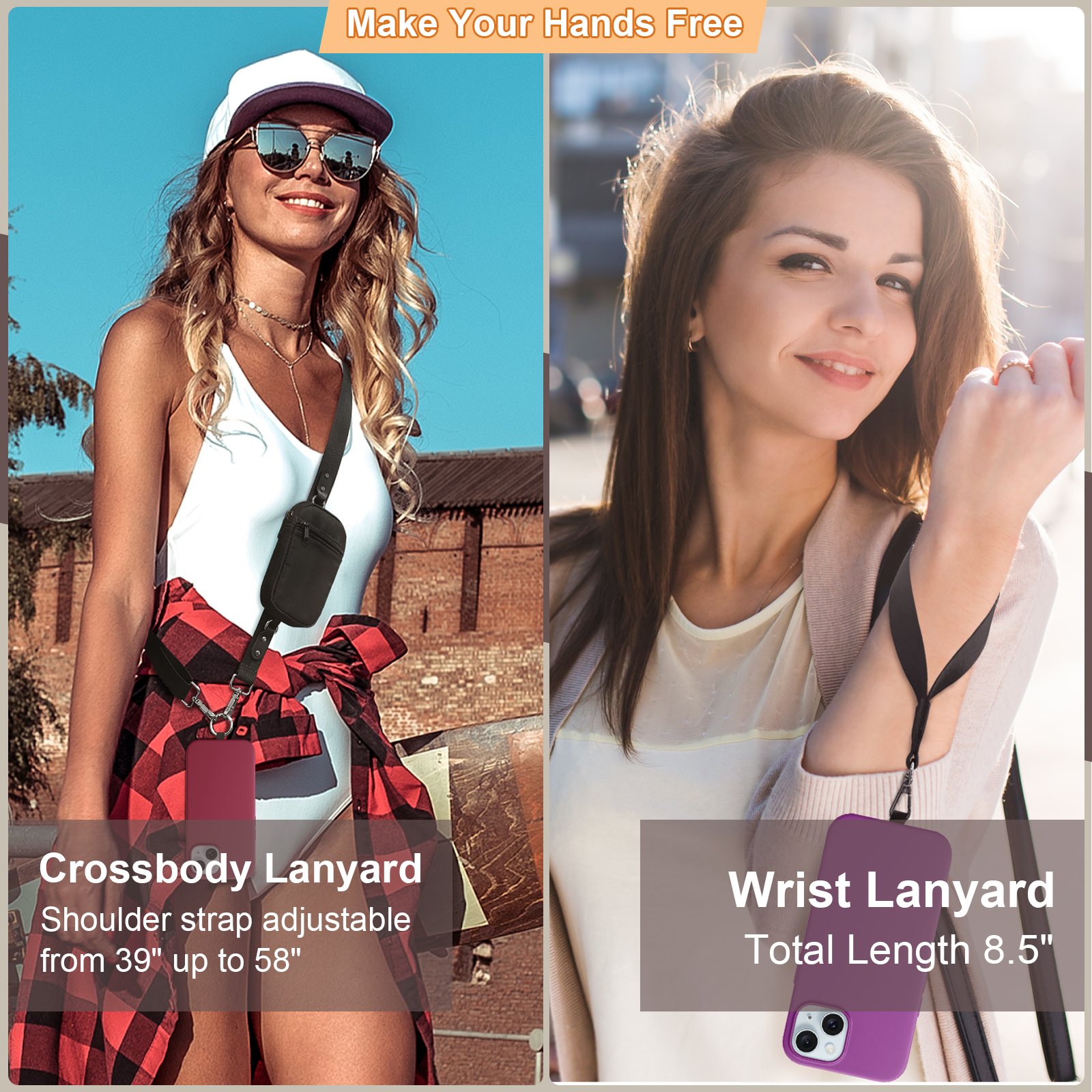 Wholesale Custom Cross Body Mobile Phone Straps With Zipper Wallet Pouch Universal Tether Patch Cell Phone Shoulder Strap