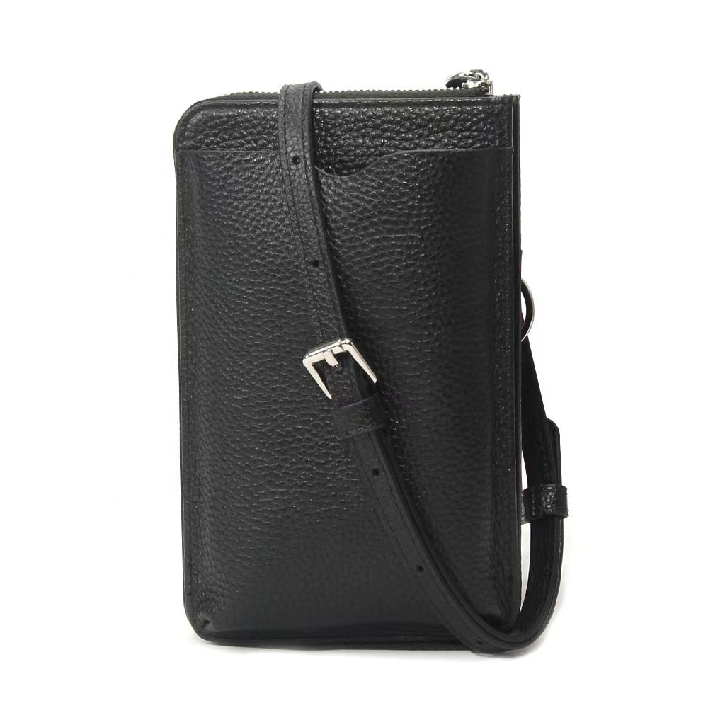 2023 Fashion cowhide leather women phone wallet shoulder strap cellphone purse case small functional shoulder mobile phone bag
