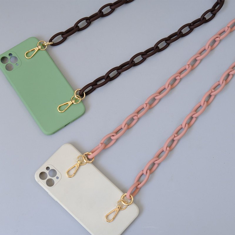 Versatile Matte Acrylic Mobile Phone Chain Universal Phone Lanyard Vintage Detachable Bag Chain Phone Crossbody Necklace