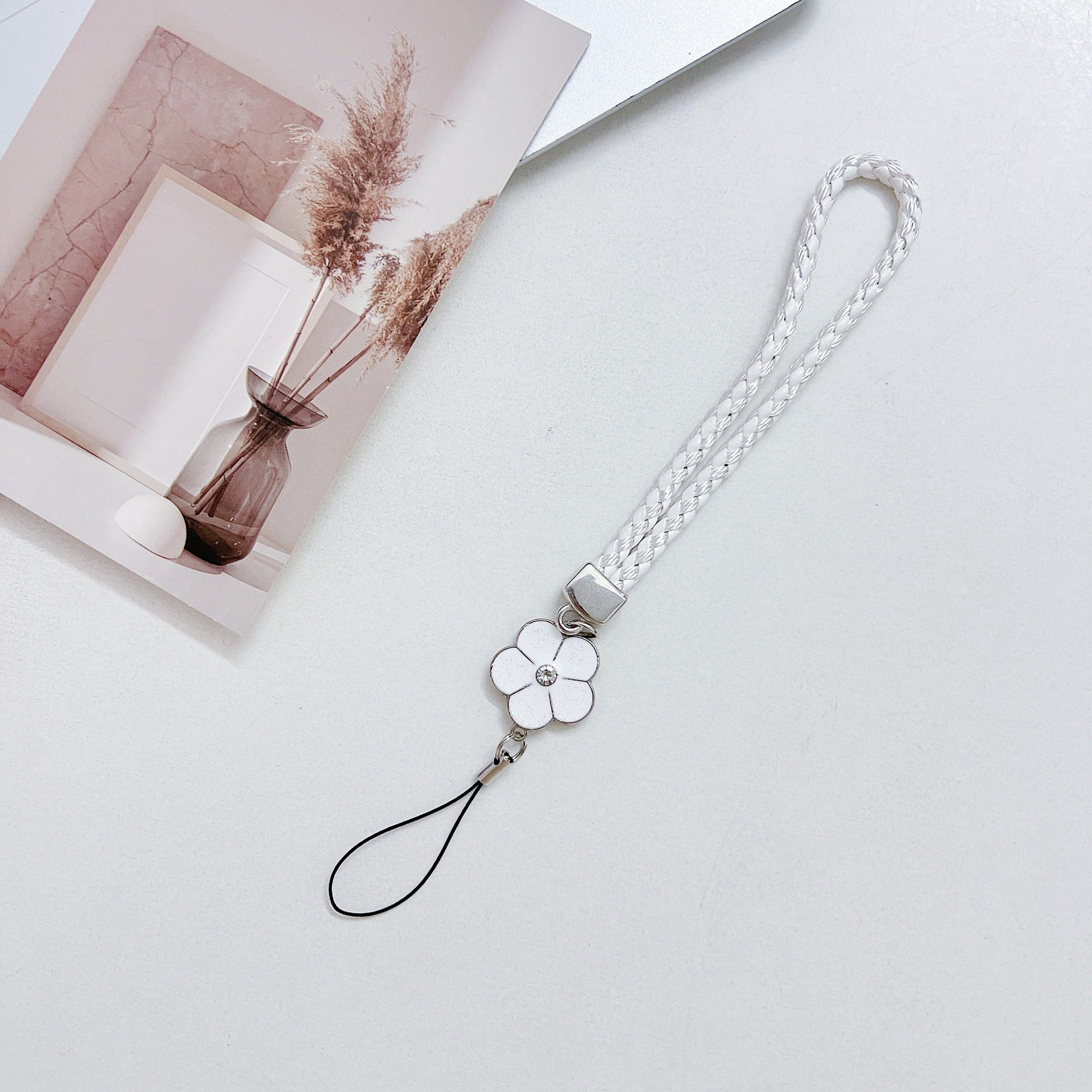 mobile wrist nylon flowers designs lanyard wrist strap hand lanyard for all smartphones keychain cell phone beads