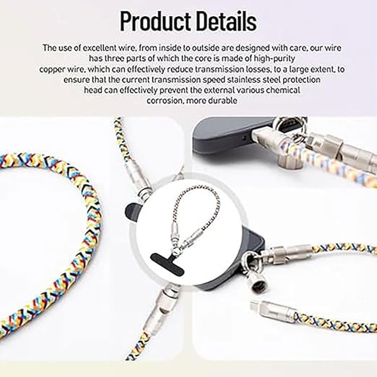 Mobile Phone Lanyard 60W Type C Cable For iphone 16 Charger Fast Charging Cable Datenkabel Data Cable Cross-Body Strap Datakabel