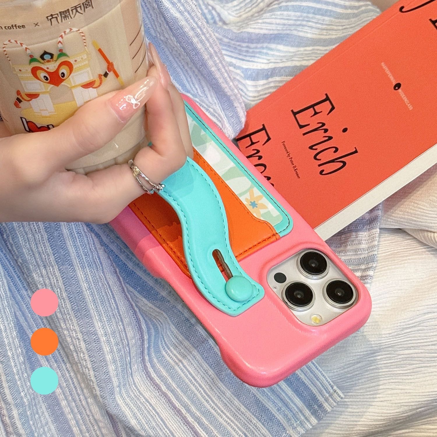 New Wholesale for Iphone 15 Pro Max Mobile Phone Cover Card Holder with Strap Artificial Pu Leather Luxury Phone Case