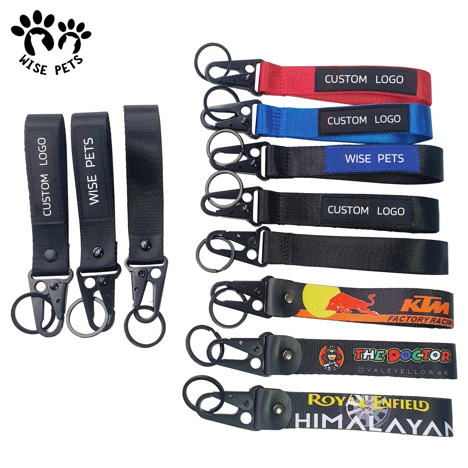 Short mobile phone strap colorful blank fabric wrist lanyard key chain with olecranon hook custom printing logo lanyard keychain