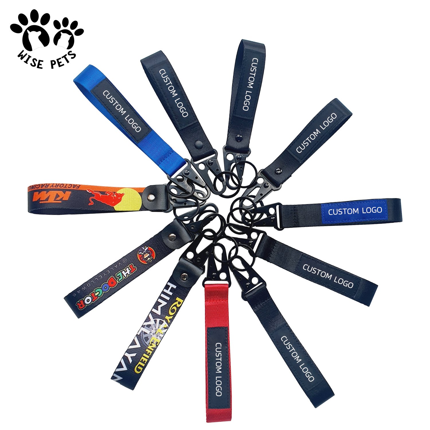 Short mobile phone strap colorful blank fabric wrist lanyard key chain with olecranon hook custom printing logo lanyard keychain