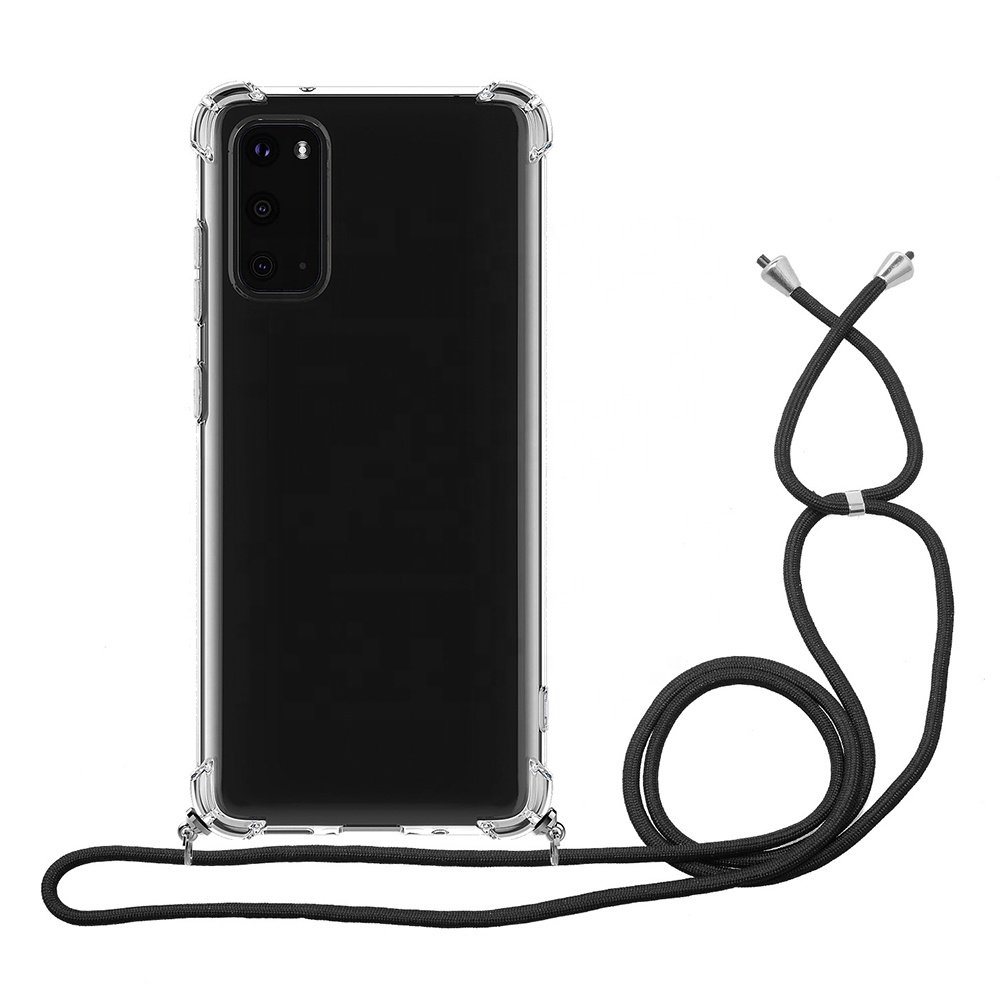 Hot Anti Shock Transparent Tpu Phone Case Strap With Rope Lanyard For iPhone 11 12 13 14 15 16 Pro max