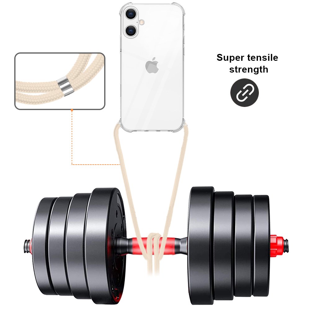 Clear Transparent TPU Crossbody Necklace Phone Case For Iphone 16 15 14 13 12 11 Pro Max X XS XR 7 8 Plus SE