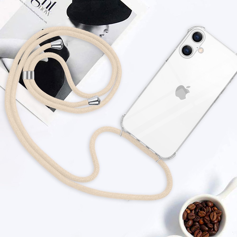 Clear Transparent TPU Crossbody Necklace Phone Case For Iphone 16 15 14 13 12 11 Pro Max X XS XR 7 8 Plus SE