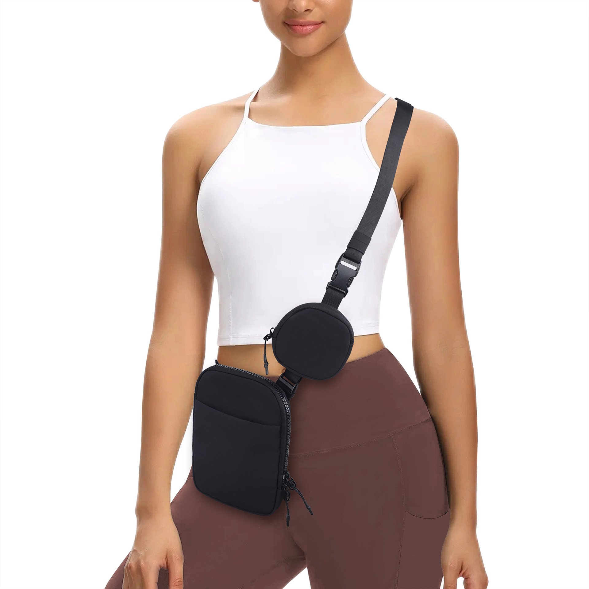 Hot Sale New Waterproof Nylon Sport Belt Multi Phone Crossbody Strap Waist Fanny Pack For Women Belt Bag For Girls