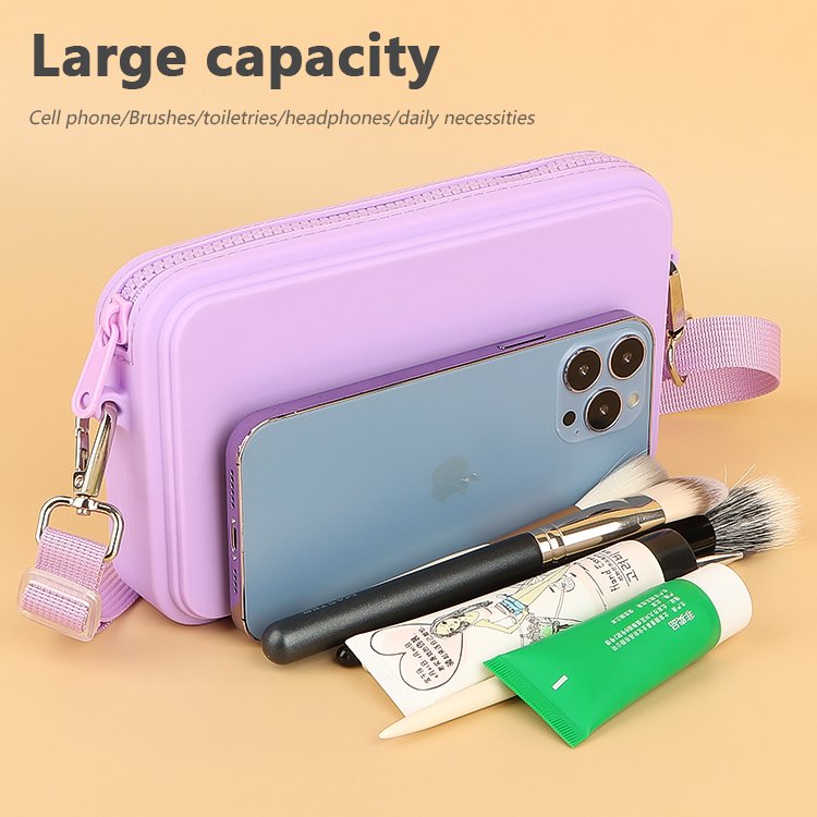 Wholesale Custom Logo Silicone Small Mobile Phone Messenger Bag Single Shoulder Crossbody Women's hand- Bag With Wide Straps