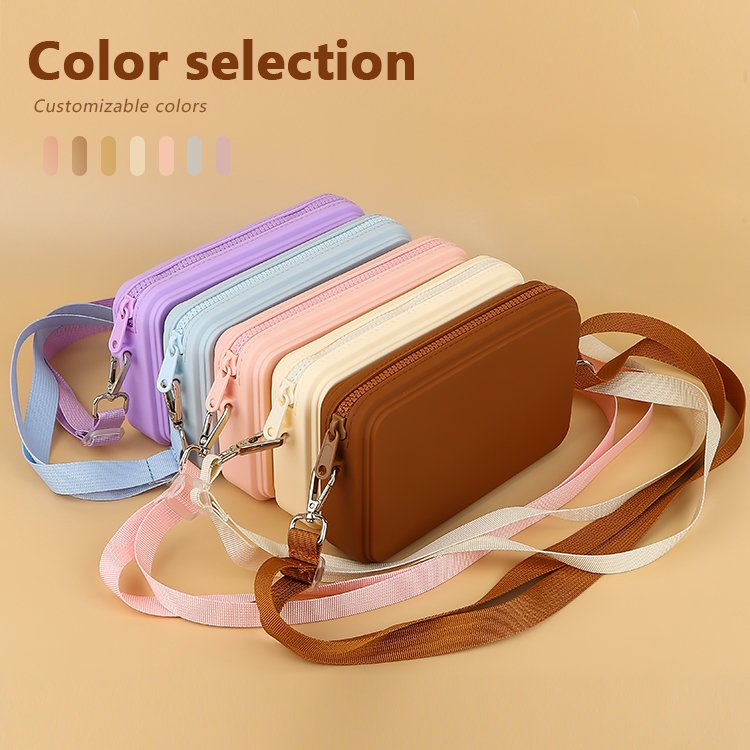 Wholesale Custom Logo Silicone Small Mobile Phone Messenger Bag Single Shoulder Crossbody Women's hand- Bag With Wide Straps