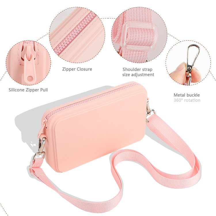 Wholesale Custom Logo Silicone Small Mobile Phone Messenger Bag Single Shoulder Crossbody Women's hand- Bag With Wide Straps