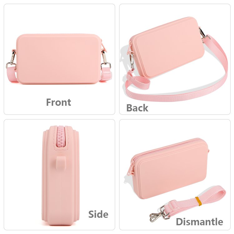 Wholesale Custom Logo Silicone Small Mobile Phone Messenger Bag Single Shoulder Crossbody Women's hand- Bag With Wide Straps